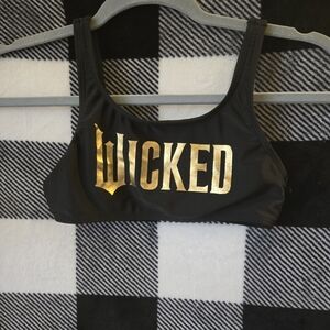 Black Sports Bralette with Gold 'WICKED' Foil Logo